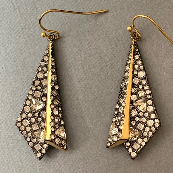 ALEXIS BITTAR• NEW Gold Black Layered Origami Spiked Shard Crystal Drop Earrings - Picture 12 of 14